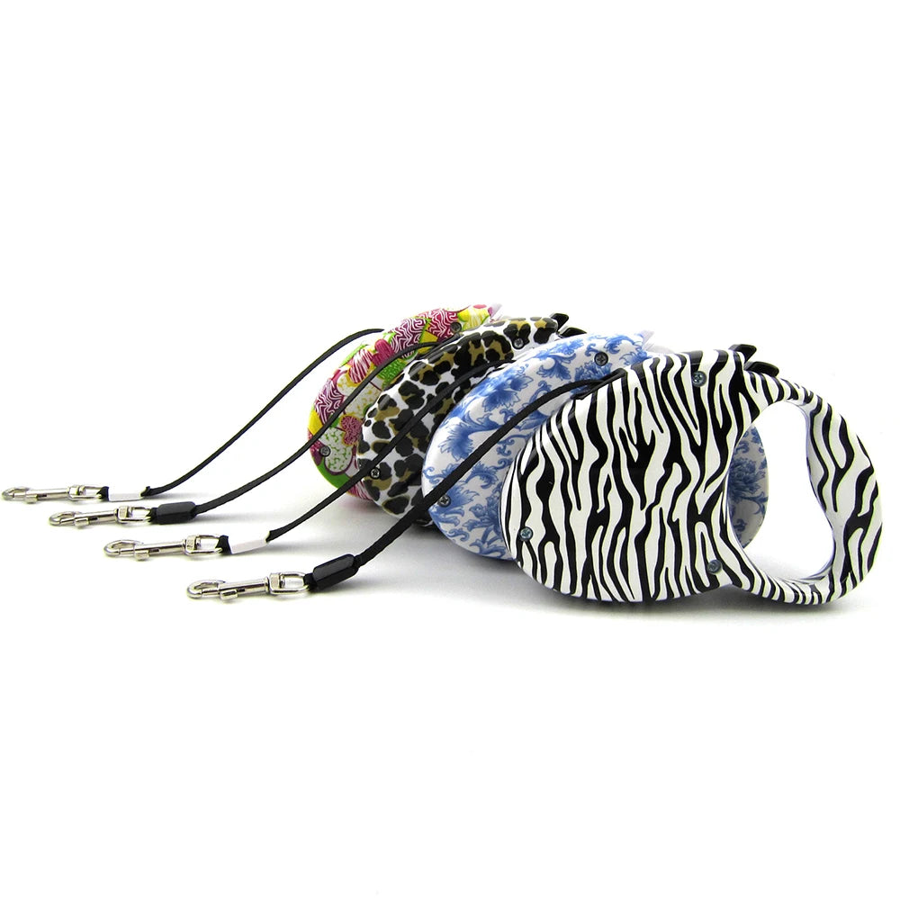 Zebra Stripe Automatic Pet Leashes Retractable Puppy Leash Self-acting Medium-sized Dog Lead Cat Tow Rope Pets Chain Supplies