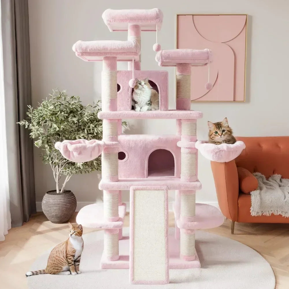 Hot salesSHA CERLIN 68 Inches Multi-Level Large Cat Tree for Large Kitties/Big Cat Tower with Condo/Cozy Plush ‌Pussycat Perches