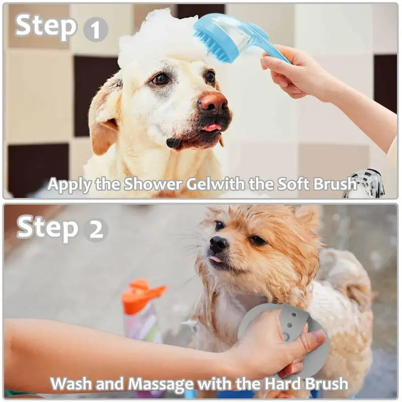 Generic 6 Piece Pet Grooming Kit Soft Silicone Bath And Massage Brushes With Soap Dispenser For Long Haired Dogs And Cats