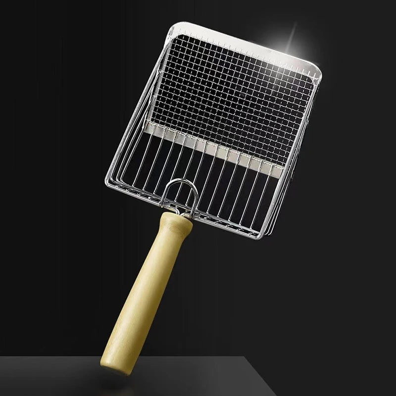 Stainless Steel Cat Litter Shovel With Wooden Handle, Easy To Clean, Suitable For Cleaning Small And Medium-Sized Cat Toilets