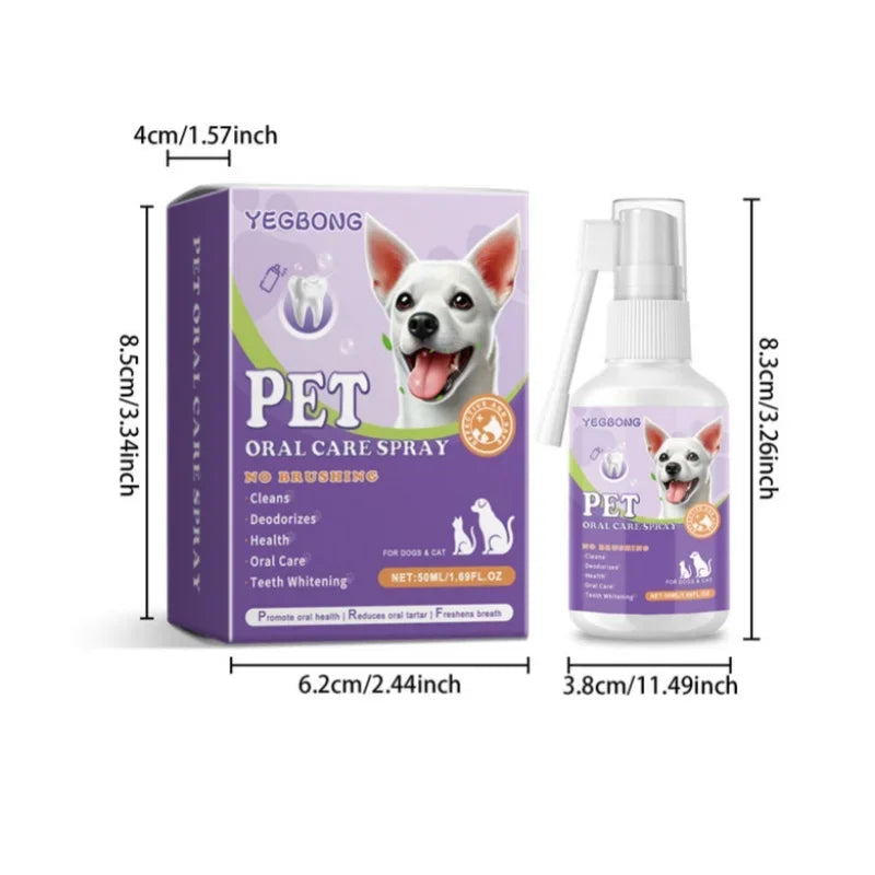 Pets Oral Care Spray Tartar Plaque Remover Bad Breath Eliminator Fresh Breath Cat  Dog Safe Natural Easy Use Fast Acting Lasting