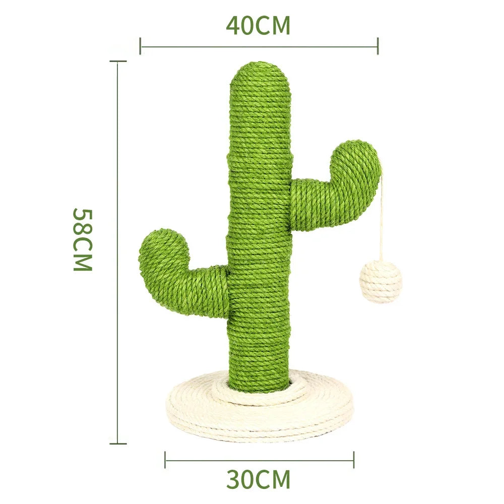 Cute Cactus Shape Cat Tower Vertical Durable Cat Scratcher with Sisal Ball