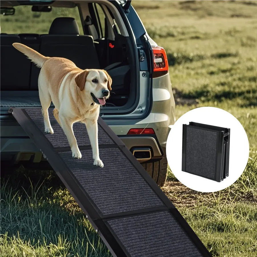 Dog Ramp for Car 65"X17.2" Large Folding Pet Stair Ramps for Truck SUV with Non-Slip Surface Up to 250LBS Outdoor Dog Car Ramp
