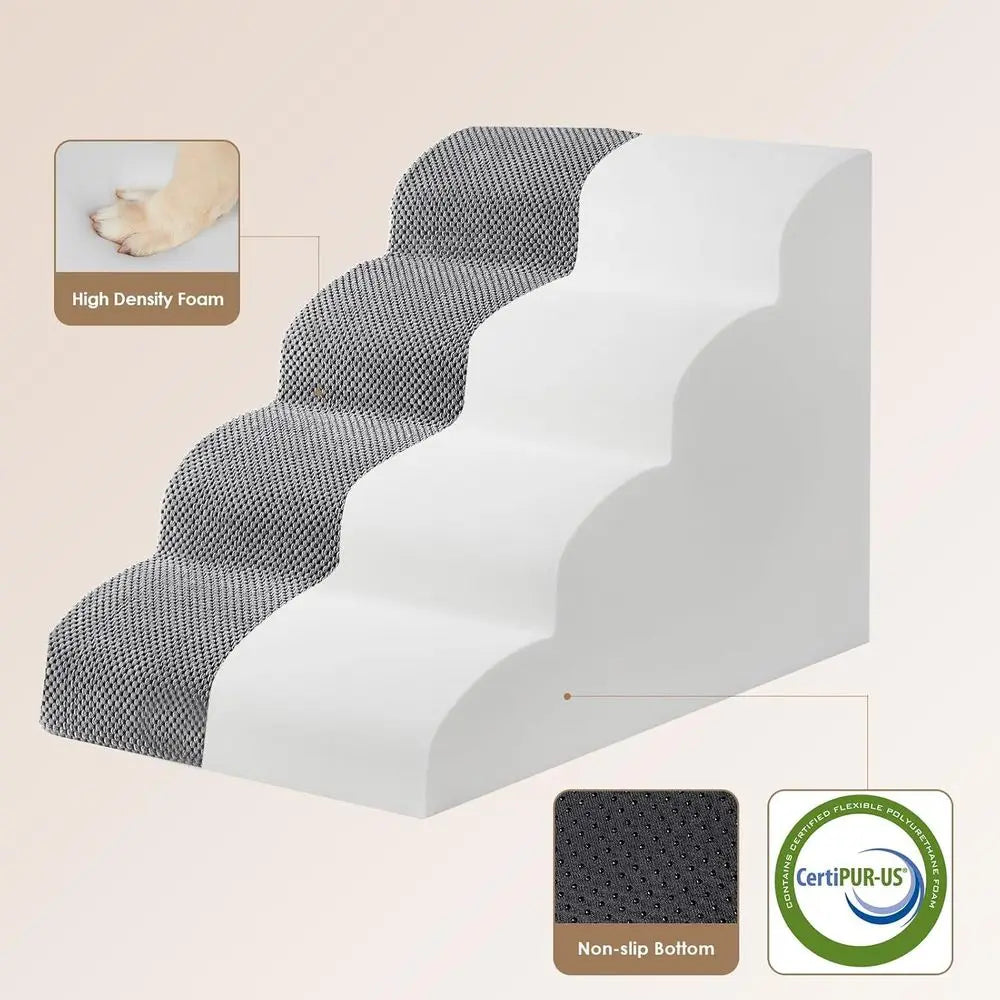 4-Step Pet Stairs for Small Dogs and Cats, 19.7 High, Non-Slip Indoor Steps, Grey