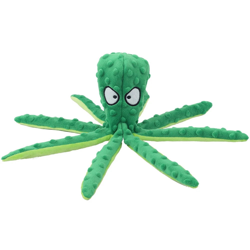 1PC Pet plush toys, cartoon stamps, fish skin shells, dog biting and sound-making toys, octopus, cat and dog products