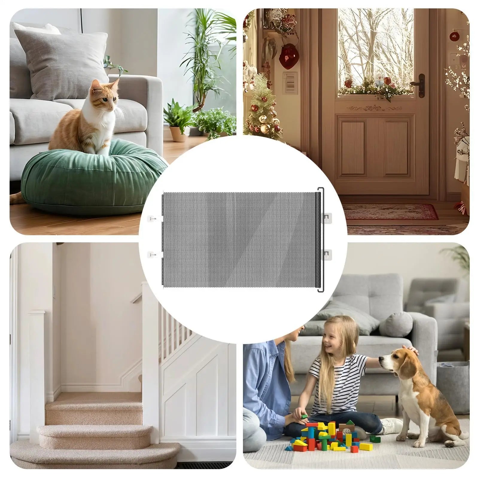 40/50/58cm Pet Barrier Fences Mesh Dog Gate Folding Stairs Entrance Separation Guard Portable Breathable Children Safety Playpen