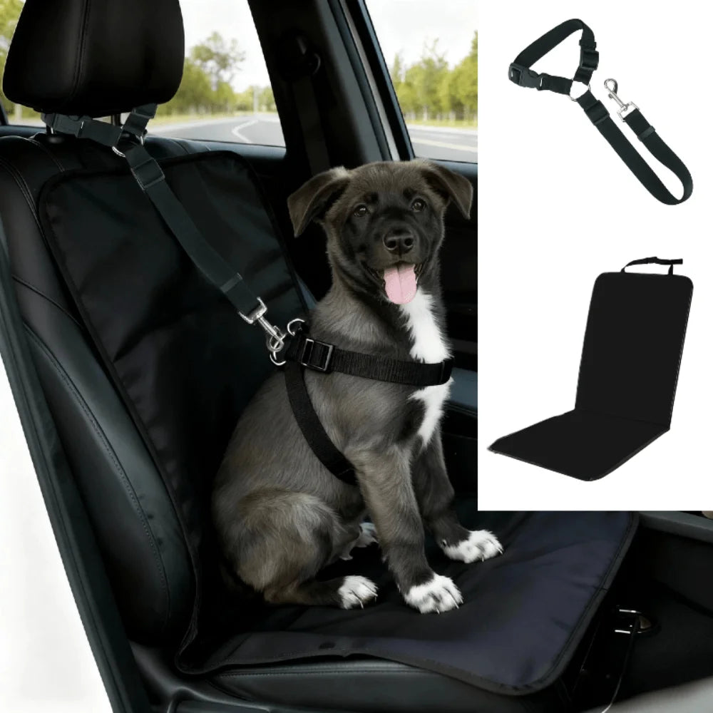 Car Pet Safety Harness Secure Restraint Leash For Dogs Cats In Cars Adjustable Buckle Chain Fastening Dog Leash Car Seat Cover