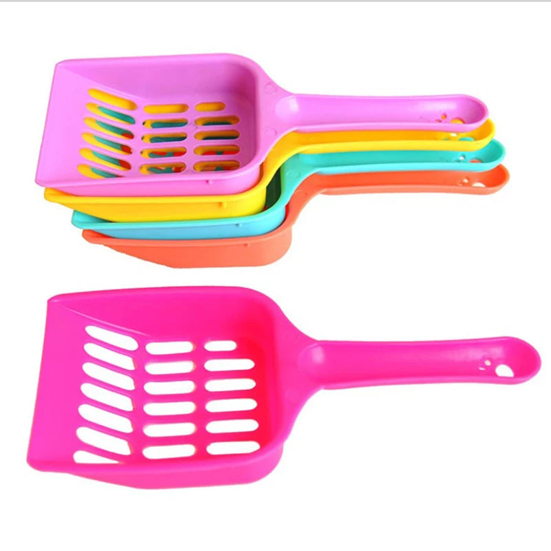 1Pcs Random Color Durable Pet Scoop Poop Shovel Waste Tray Plastic Thicken Cat Litter Shovel Pet Cleaning Spoons Accessories