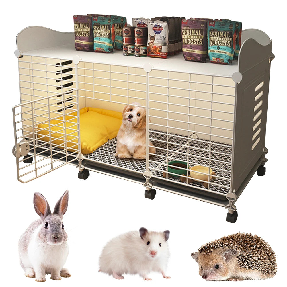 Dog Cage Crate with Wheels & Tray Wired Cage Crate Dog Kennels Wire Dogs Kennel Pet Crate for Small/Medium/Large Dog