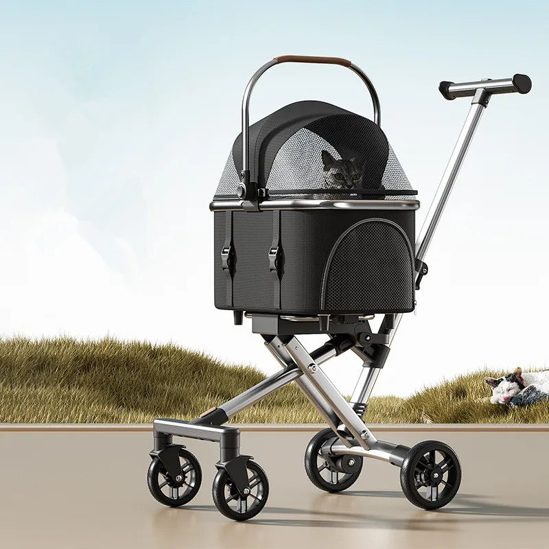 Pet Stroller for Cats Small Dogs Outdoor Carrier Pet Car with Mesh Cover Detachable Foldable Cart Pet Trolleys Dog Stroller