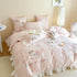 Pink Pure cotton cute cartoon cat embroidery 3/4Pcs Girls children's room bedroom bedding set ins style quilt cover bed sheet