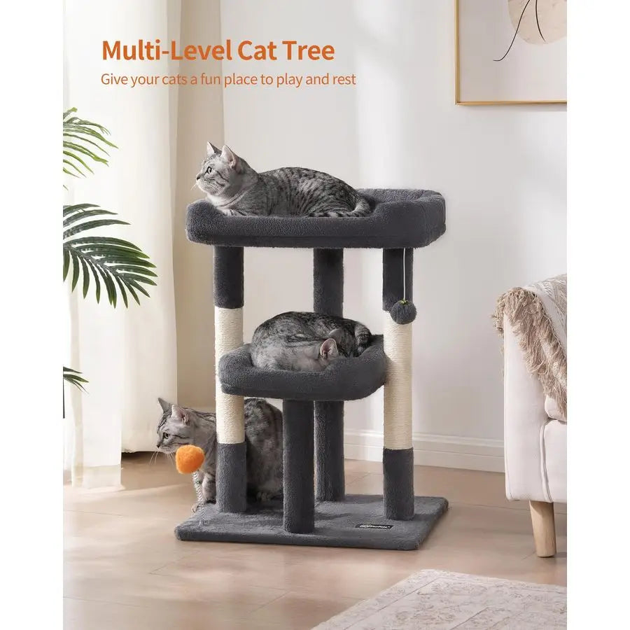 27.6Inch Cat Tree, Cat Tower for Indoor Cats, Cat Condo for Large Cats, Small Cat Tree with Scratching Post, Toy Balls, for Kitt