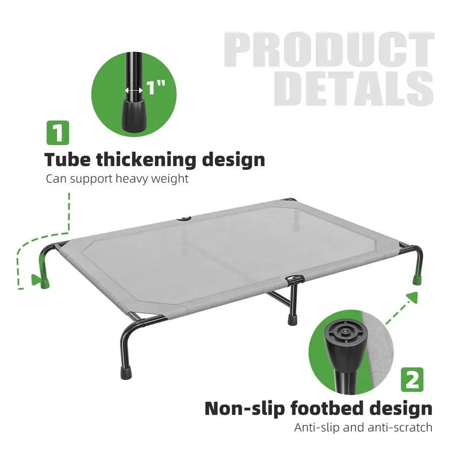 Raised Dog Bed for Extra Large Dogs, Waterproof XL Dog Cot, Outdoor Elevated Pet Bed, 60.25 x 37.25, Grey