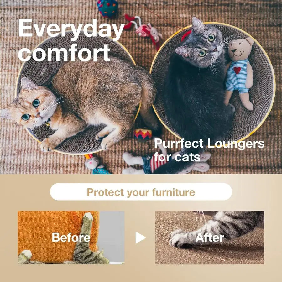 Cat Scratcher Bowl for Indoor Cats Cat Scratching Lounger with Reversible Usability and Extra Comfort for Lounge, Cardboard Bed