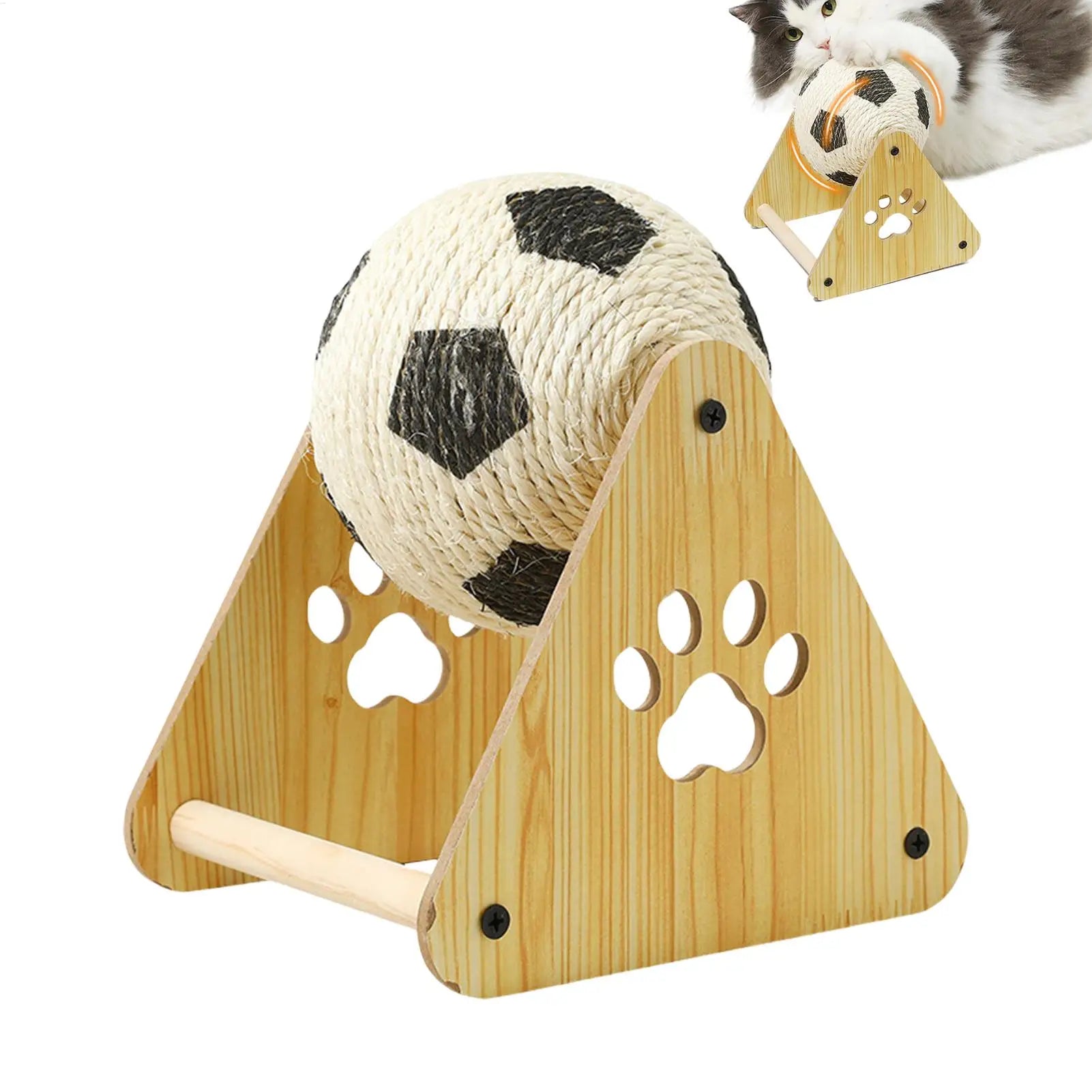 Cat Scratching Ball Toy Natural Sisal Interactive Cat Scratcher Football Design Exercise Wheel Natural Sisal for Nail Filing