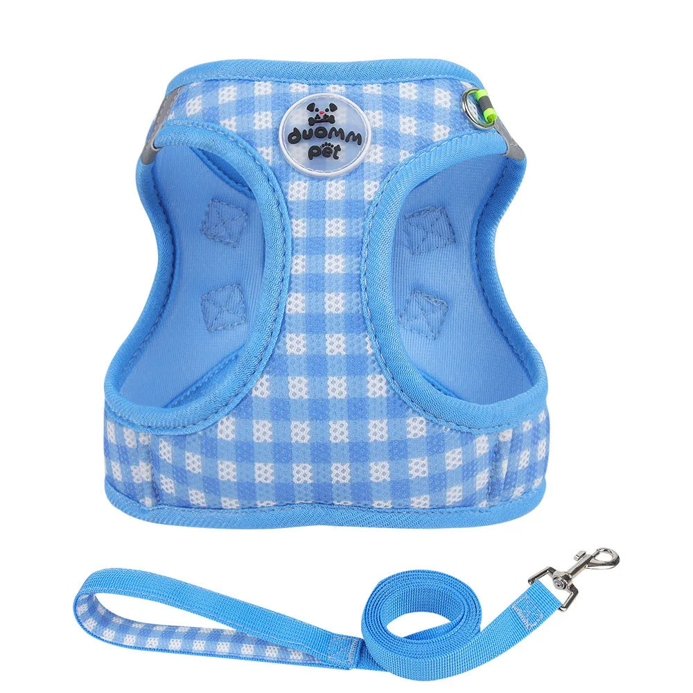 Pet Chest Back, Suitable for Cats and Dogs, Various Sizes, Plaid Pattern, Pet Leash, Pet Supplies