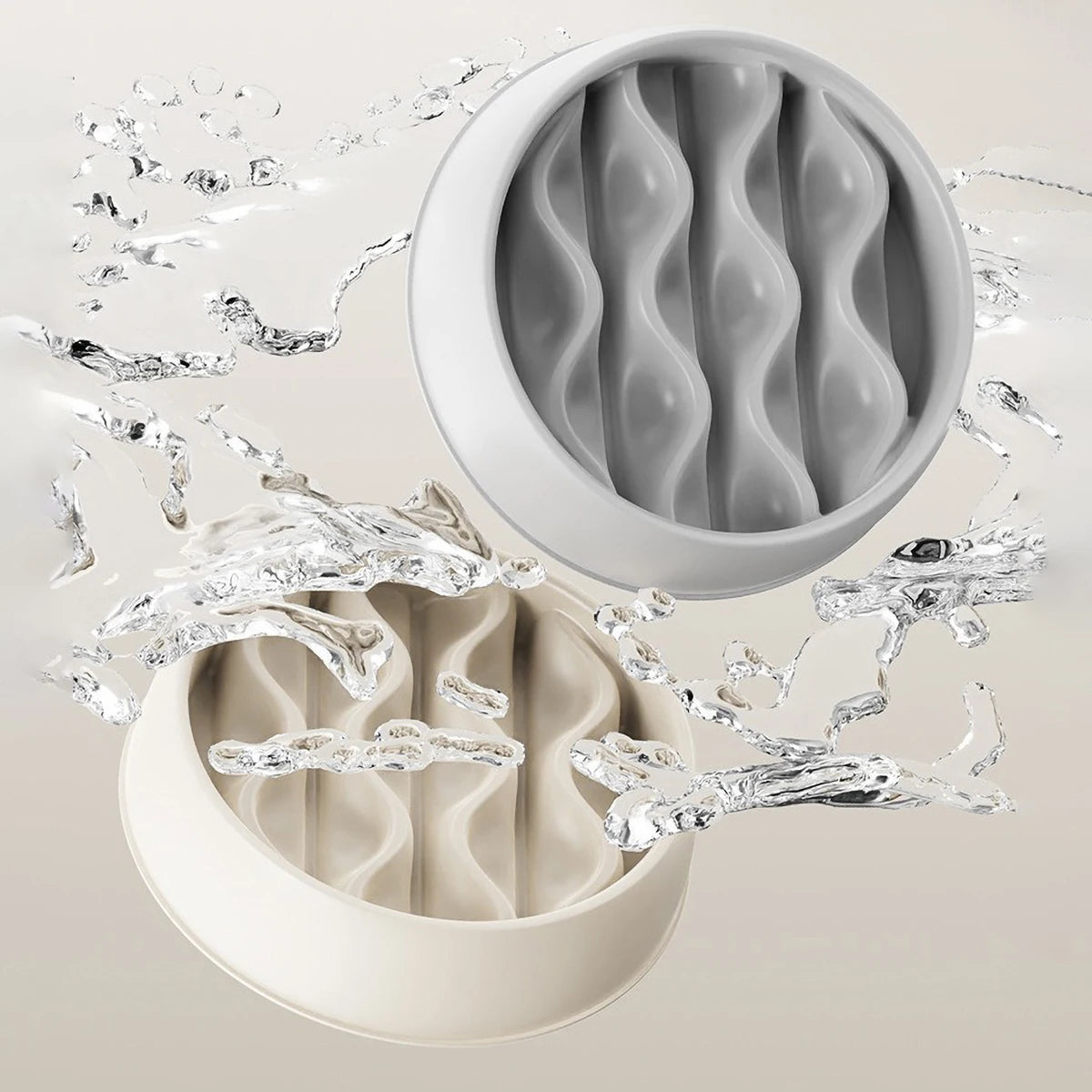Pet Slow Feeding Bowl, Wavy Column Design, Dual-Purpose for Food Water, Easy to Clean, for Cats & Dogs