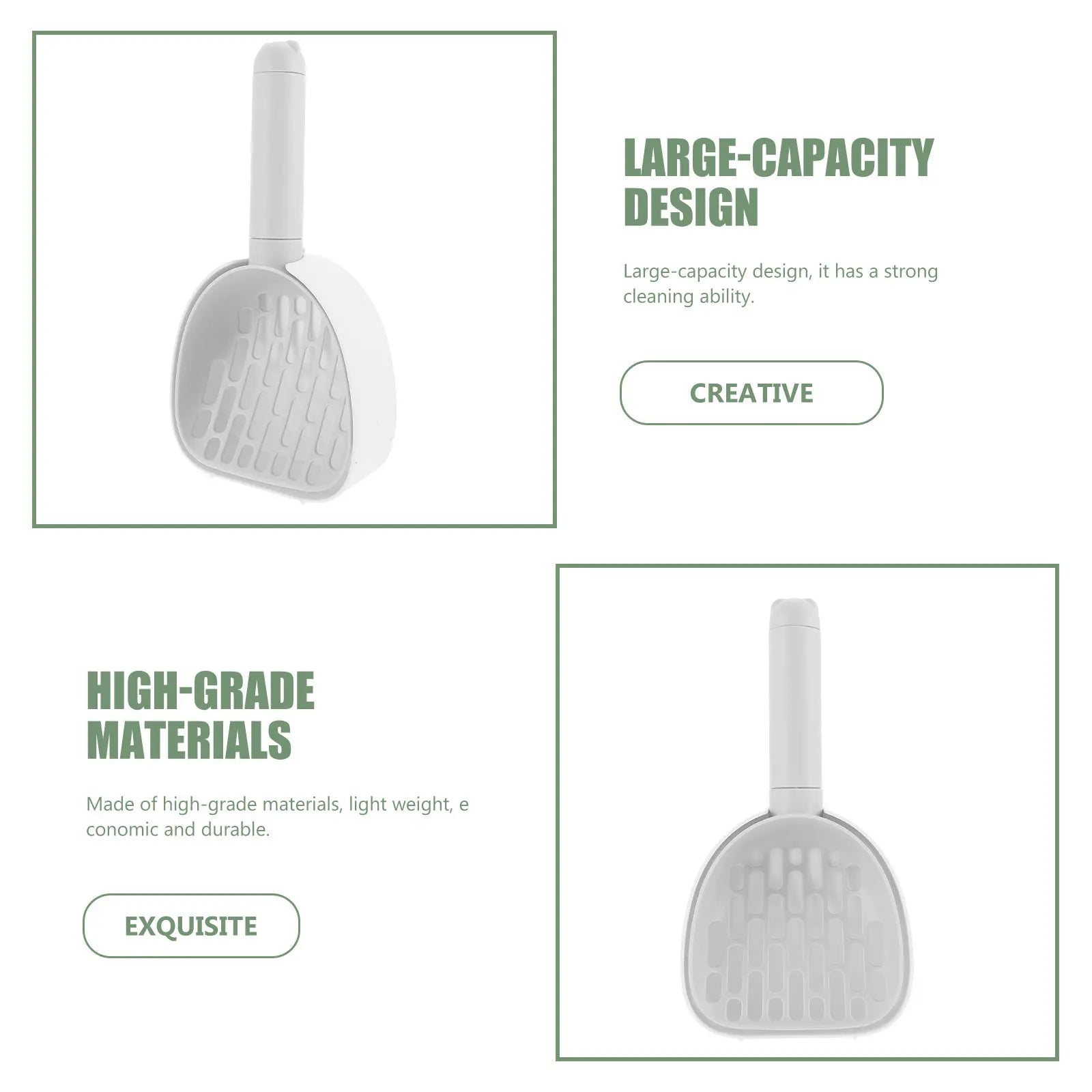 Multi-Function Cat Litter Scoop Large Capacity Plastic Cleaning Shovel Efficient Pet Feces Cleaning Kitten Dog Pooper Scooper