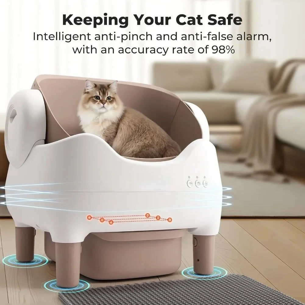 76L intelligent Open-Top Cat toilet with app Control 10L Waste Bin Self-Cleaning Cat litter box with safety sensor super quiet