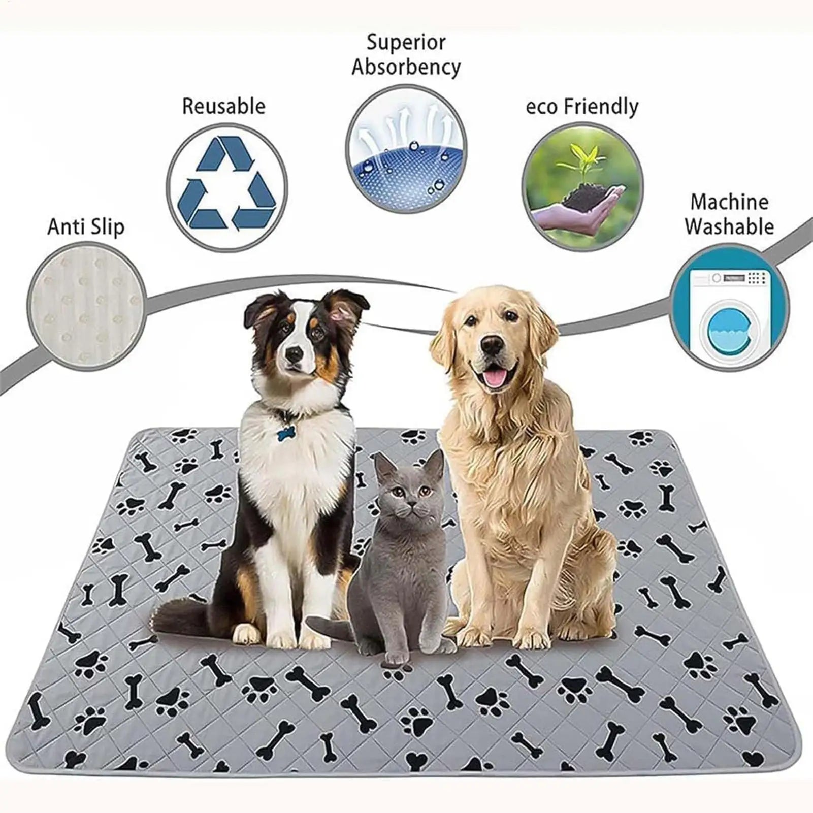 Pet pee pads, pheromone-infused puppy pads, reusable and washable absorbent pee pads, leak-proof indoor dog training pads