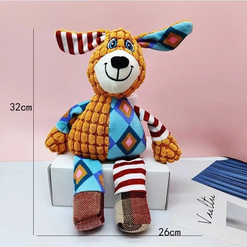 Pet Plush Toy Cat Dog Interactive Teething Toys Cute Animal Style Bite Resistant Squeaky Teeth Cleaning Chew Toy Pet Supplies