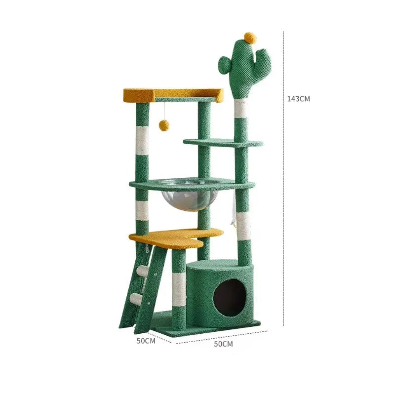 2026 New Cat Trees and Scratcher Velvet Sisal Pets Cats Climbing Posts Cactus Cat Tower Nest Christmas Gift Idea