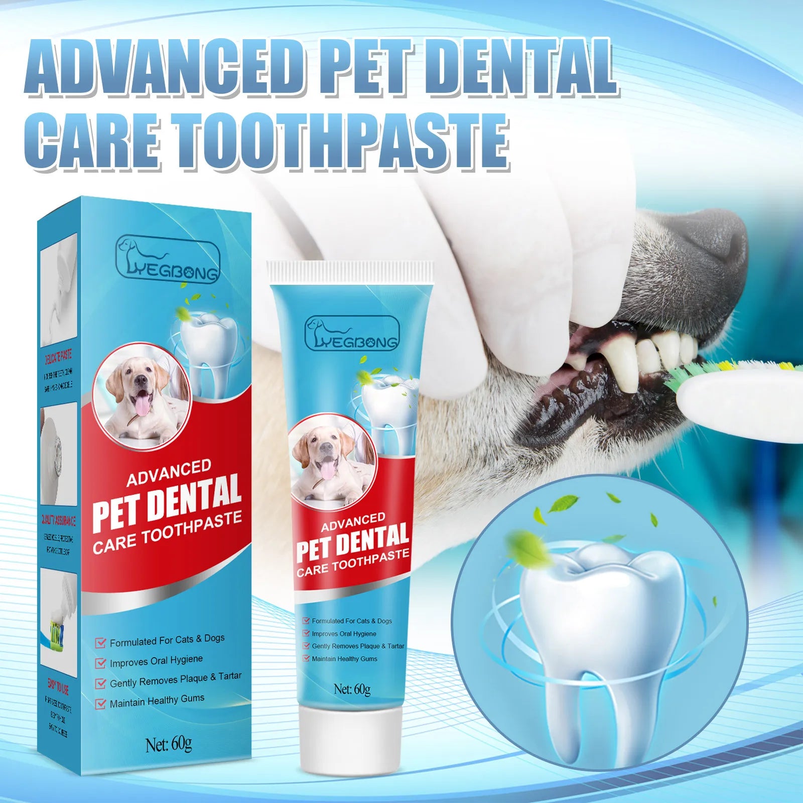60g Pet Toothpaste Cat Dog Cleaning Products Pet Oral Gum Care Cleaning Toothpaste Prevent Teeth Calculus Cats Edible Toothpaste