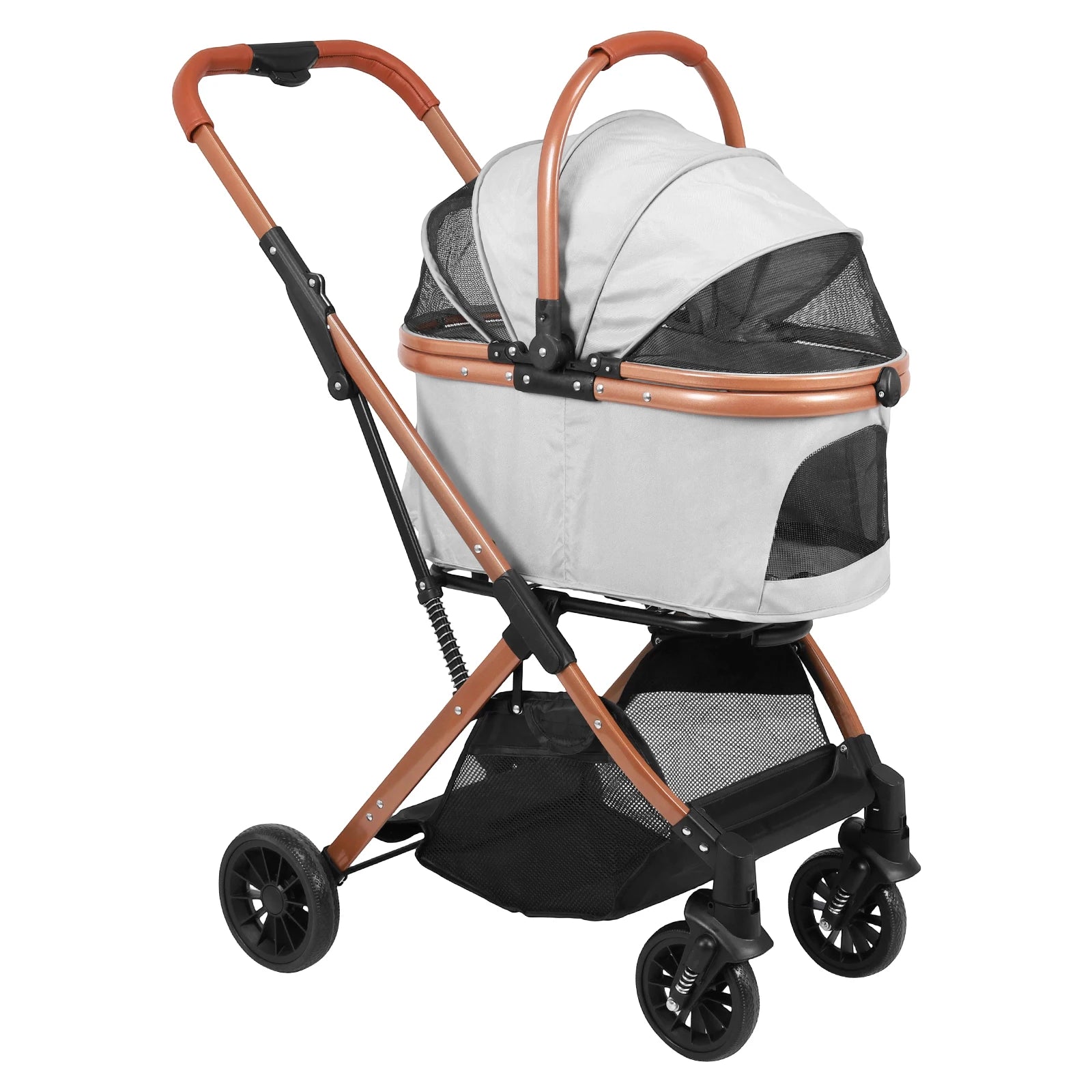 Smooth-Ride Dog Stroller All Terrain 4 Wheels Folding Stroller Foldable & Ventilated with Sun Shades for Small Medium Dogs Cats