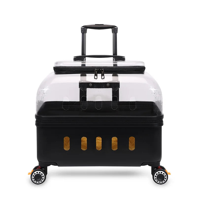 Transparent Pet Carrier Backpack Portable Dog Trolley Case Comfortable Breathable Cat Travel Cage Trendy Flight Case with Wheels