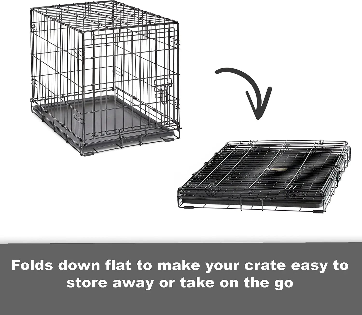 42-Inch Large Dog Crate for 71-90 lbs Breeds, Leak-Proof Tray, Easy Assembly & Durable Portable Pet Cage