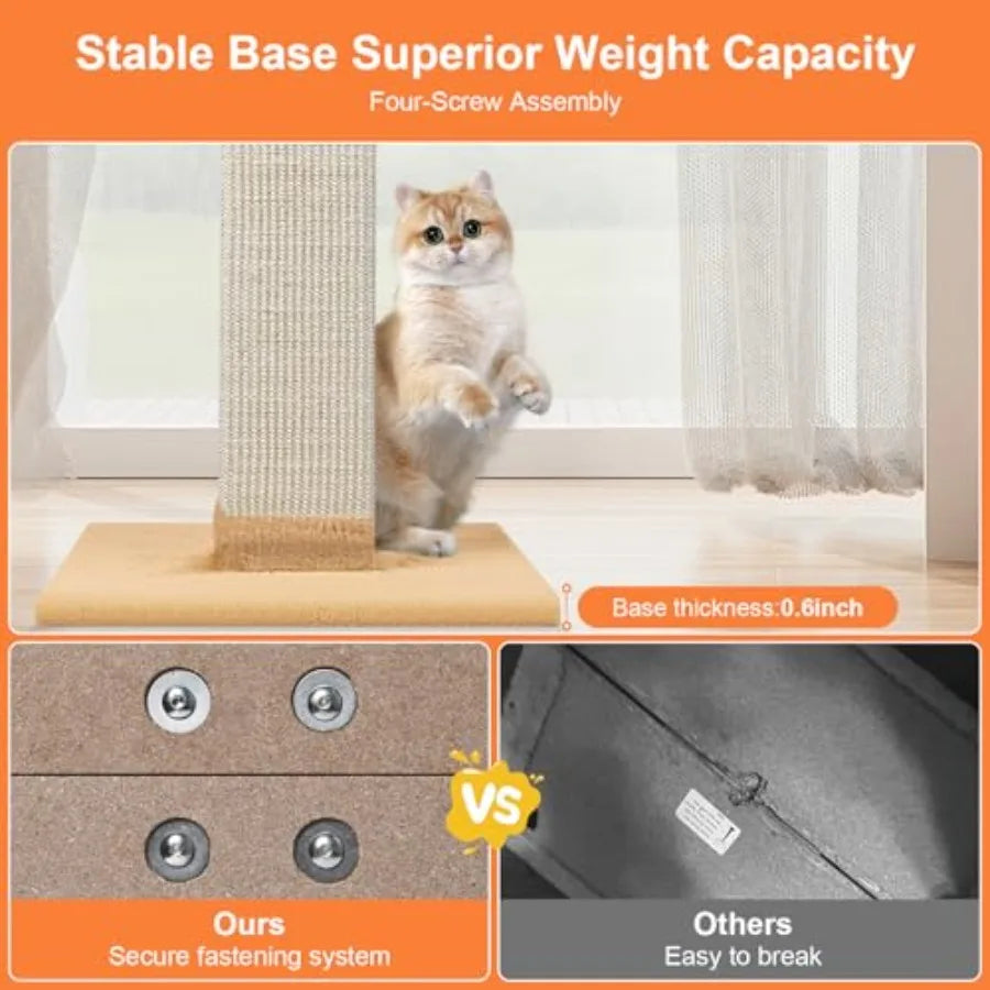 Cat Scratching Post 33 Inch Nature Sisal Cat Scratch Post for Indoor Cats Large Cat Scratcher Protect Your Furniture Orange