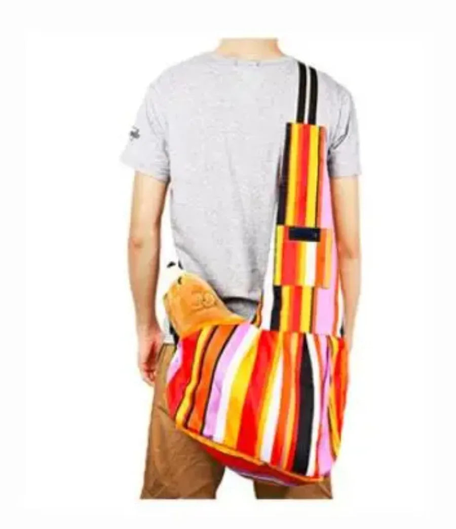 Striped Sling Bag for Pet, Adjustable Single Shoulder Bag, Outdoor Pet Carriers, Puppy Carrier, Travel Bag, Small Dog and Cat