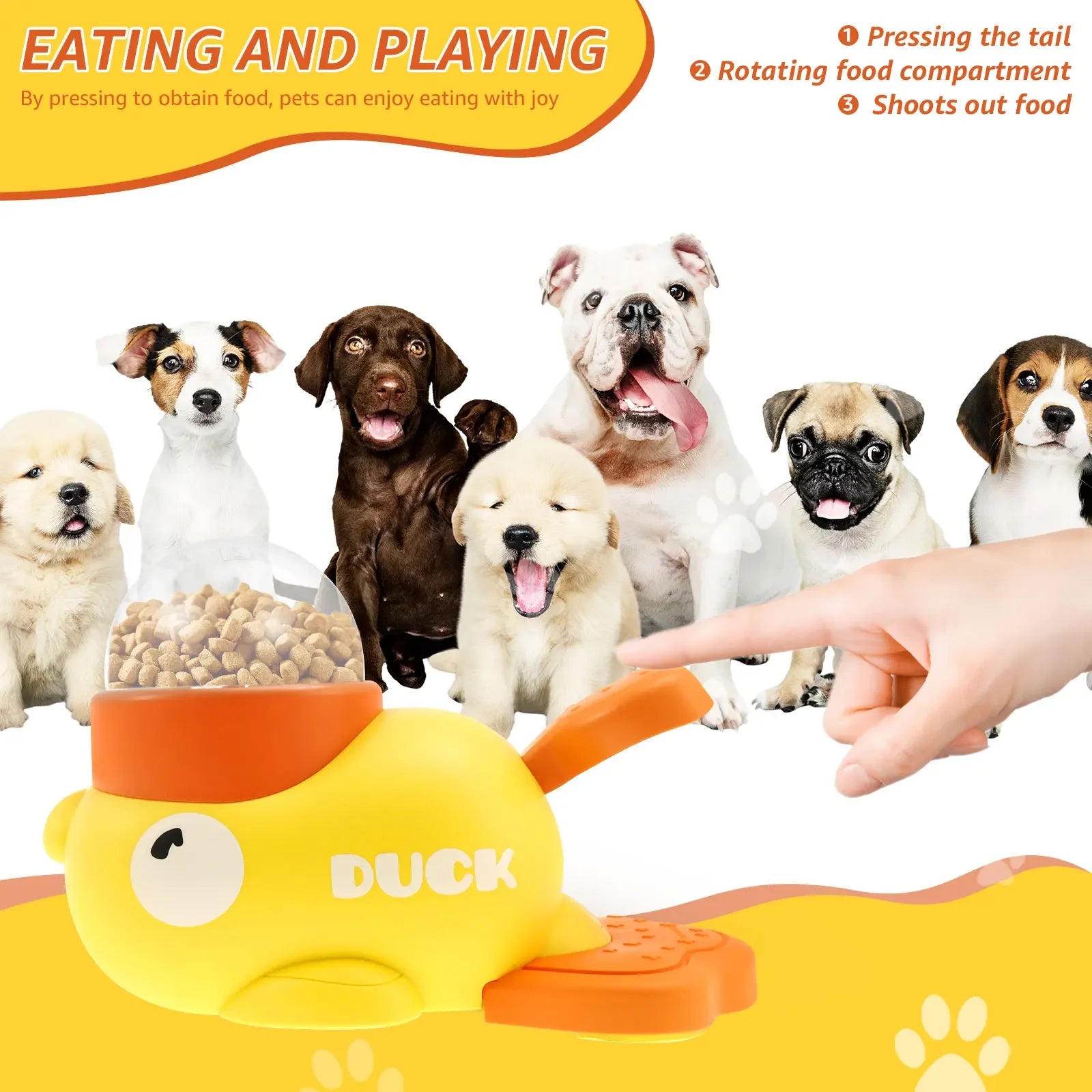Automatic Dog Feeder Toy Little Yellow Duck Pet Interactive Slow Feeder Intelligence Food Dispenser Training Cat Dog Toy
