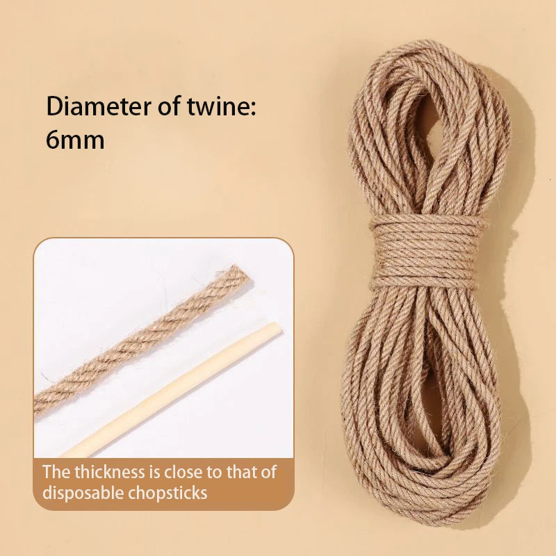 20M Natural Sisal Rope for Cat Tree DIY Scratching Post Toy Wear Resistant Furniture Handmade Ropes Cat Scratchers Accessories