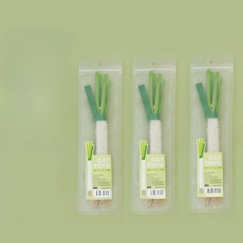 3pcs Simulated Scallion Shape Cat Toys with Natural Silver Vine Stick Pet Pet Chew Toys Cat Teething Products Cat Teasing Toy