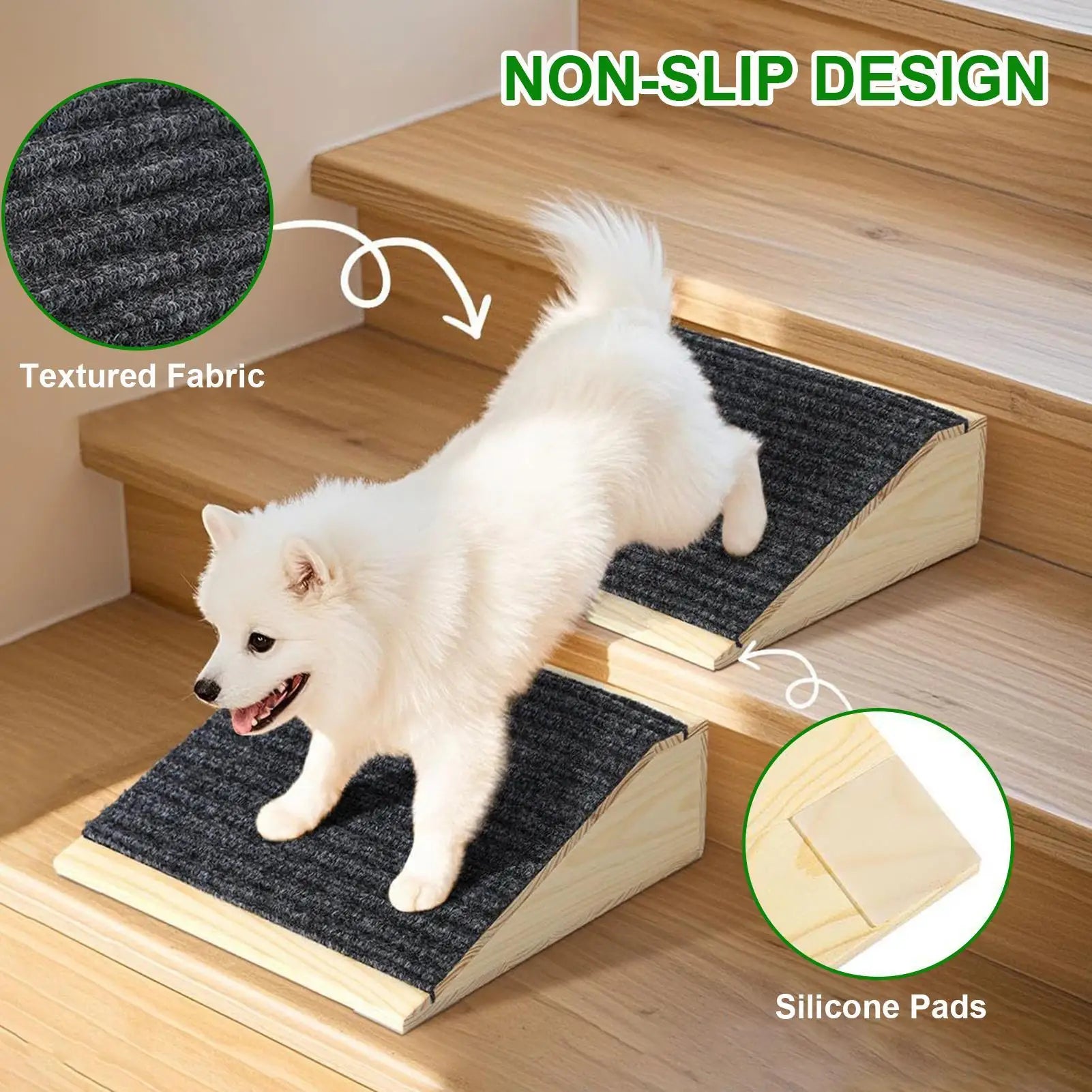 Pet Ramp Dog Stairs for Bed Portable Injured And Older Pets Cats Safety Steps for Indoor Couch Sofa Bedside Home Indoor Bedroom