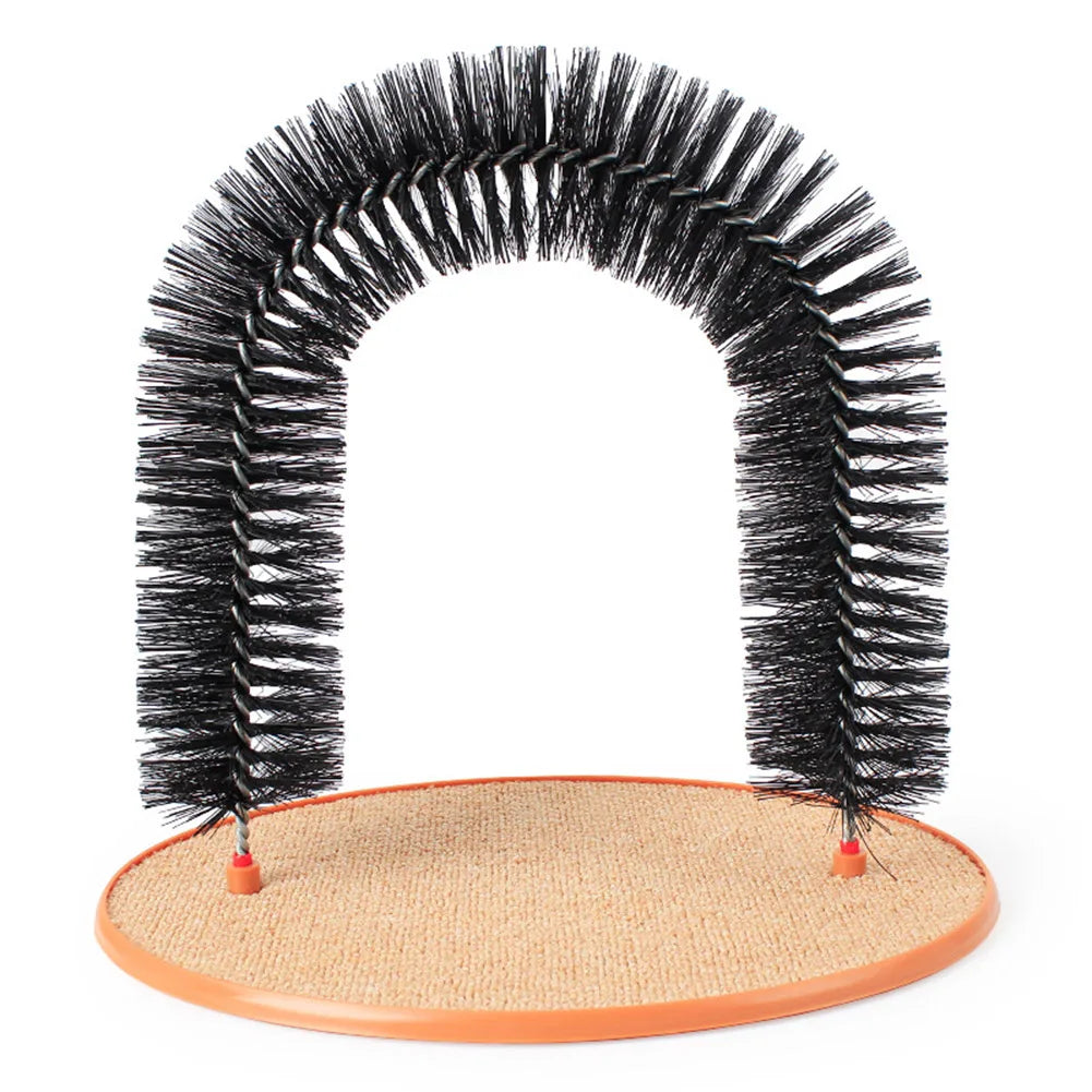 Cat Arch Self Groomer Massager Pet Puppy Cat Scratcher Toys Interactive Kitten Toys Cat Rubbing Post with Sturdy Scratcher Pad