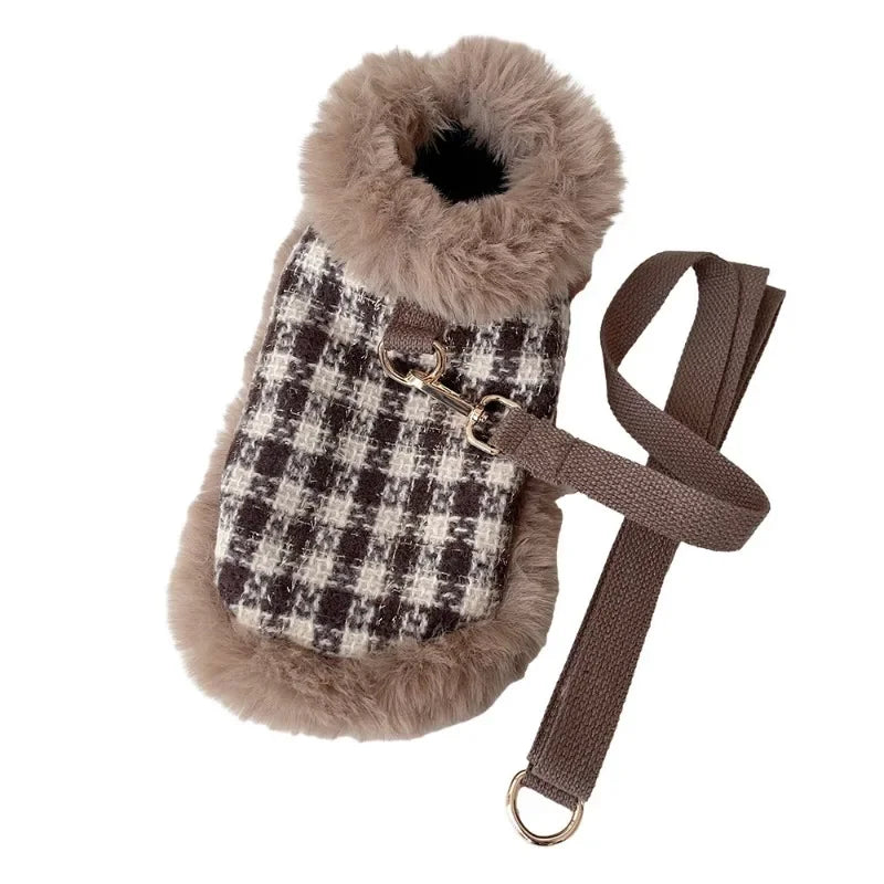 Pet Coarse Woolen Cape Pet Cape Plush Lace Cape Cat Chest Strap Traction Rope Dog Coat Puppy Clothes Dog Clothes for Small Dogs