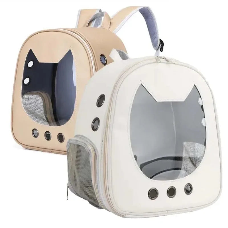 36×33×21cm ,PU Transparent Breathable Pet Shoulder Bag, Portable Outdoor Travel Backpack for Cats & Small Dogs