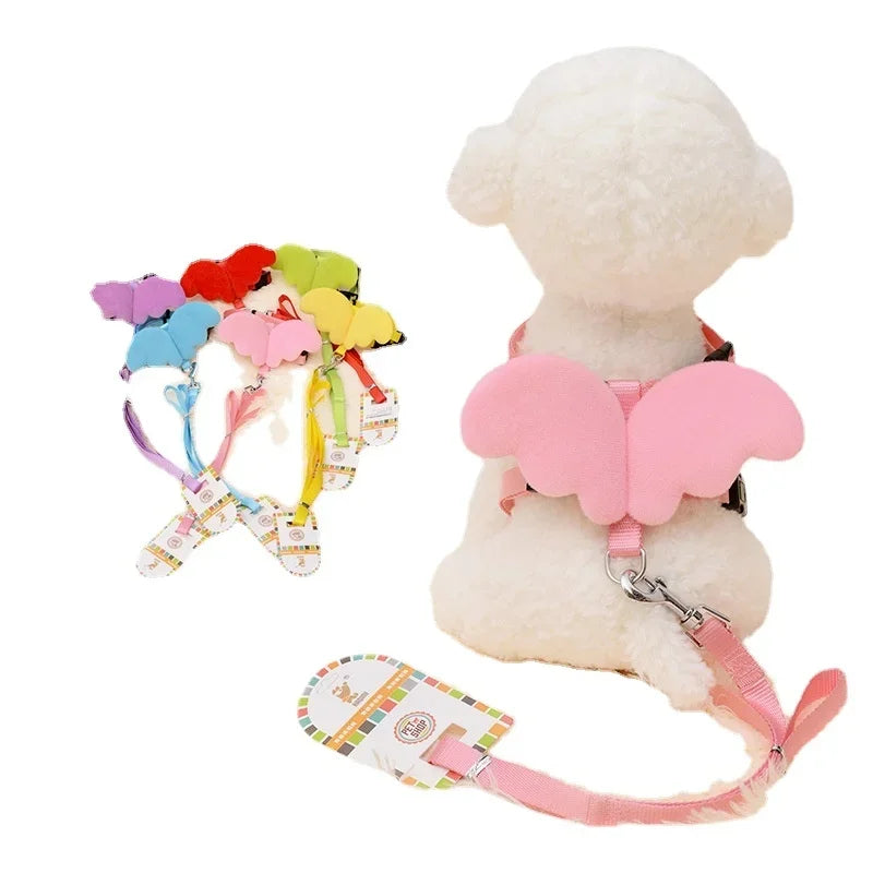 Angel Wing Pet Harness Cat Puppy Leash Set Soft Safe Adjustable Outdoor Walking Leads Rope For Small Dog Chihuahua Pug Supplies