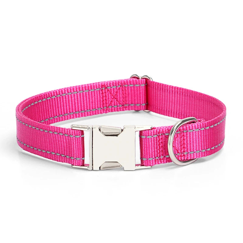 Reflective Nylon Dog Collar Adjustable Personalized Pet Collar Free Engraving Name Necklace Dog Product for Small Medium Big Dog