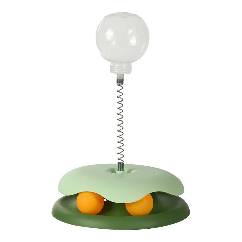 Pop Shake The Cat Turntable Treat Dispenser Cat Teaser Stick Cat Spring Teaser Toy Fashion