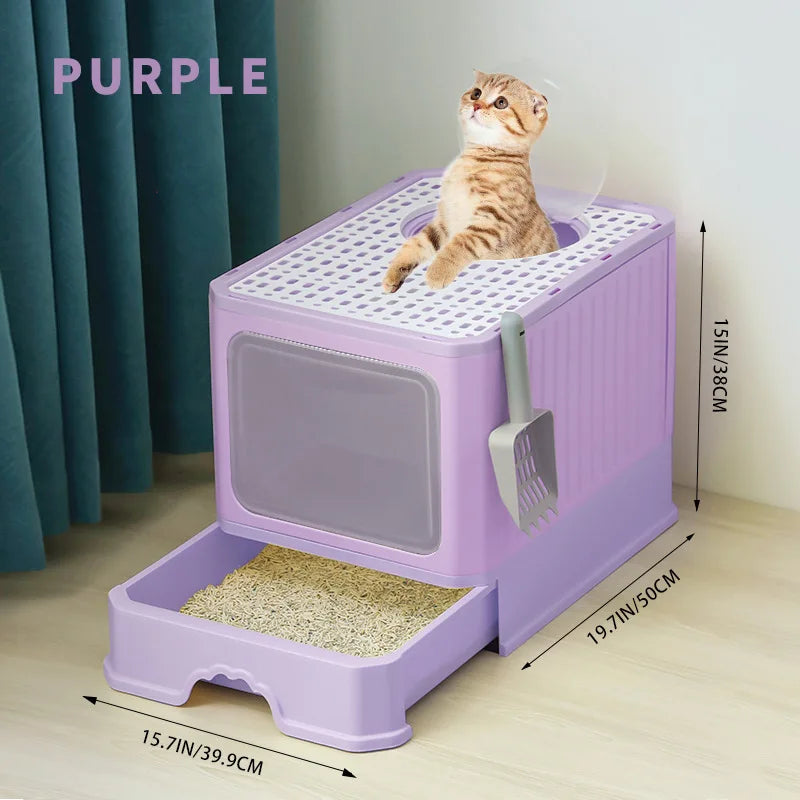 Cleaning Cat Litter Box Large Enclosed  Drawer Anti Splash Odor Control Cat Toilet XXL Indoor Easy Clean Shovel Cat Litter Box