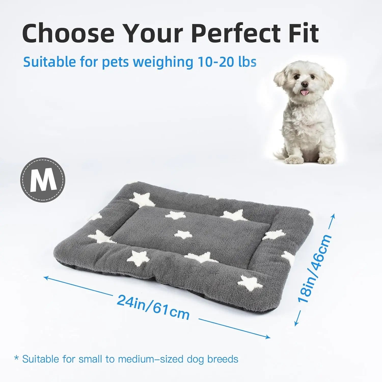 Ultra Soft Washable Pet Bed for Small Dogs and Cats, Anti-Slip Grey Crate Mat 24x18 Inches