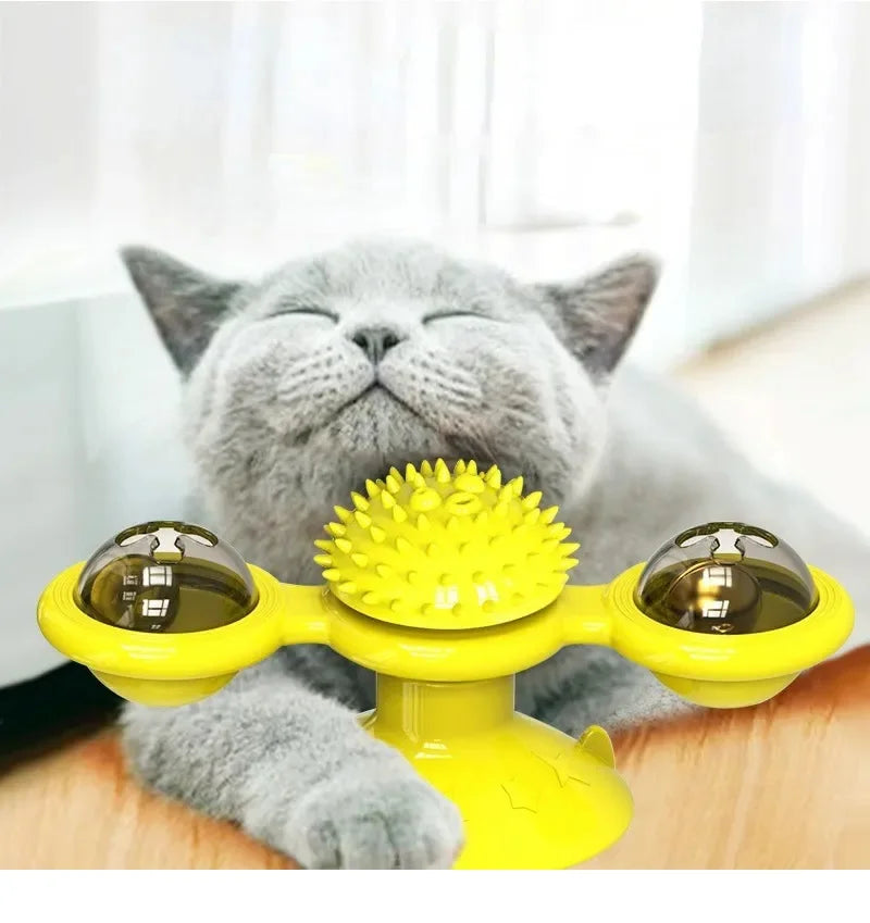 Windmill Cat Toy Interactive Pet Toys for Cats Puzzle Cat Game Toy With Turntable for Kitten Brush Teeth Pet Supplies