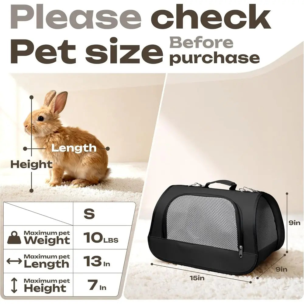 Small Pet Carrier for Cats, Rabbits, Guinea Pigs – Airline Approved Soft-Sided Travel Bag, Lightweight Dog Carrier, Ventilated &