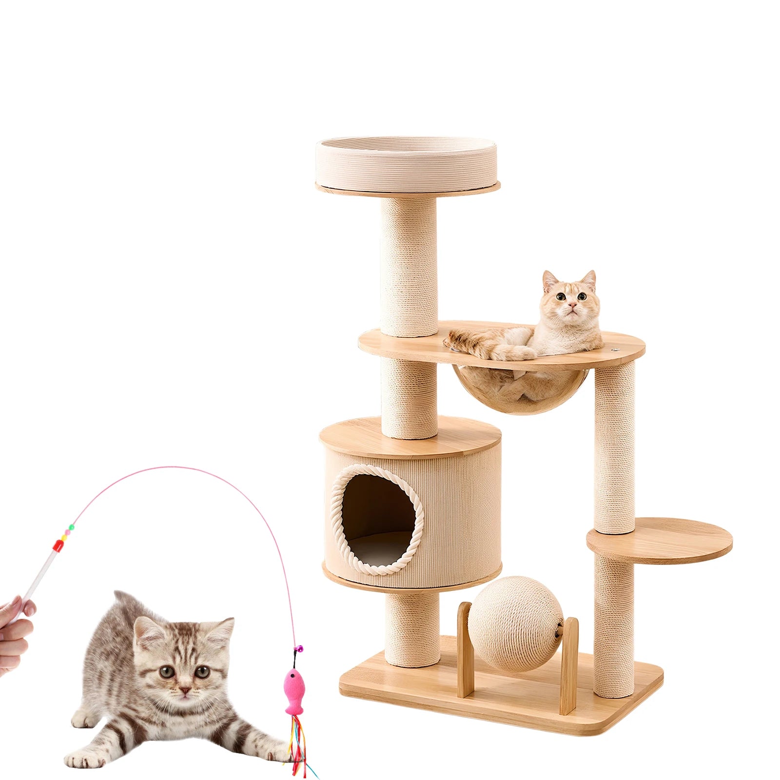 Handwoven Tower Baskets Wear Resist Decorative Tower Cat Bed Breathable Pet Supplies Climbing Frame