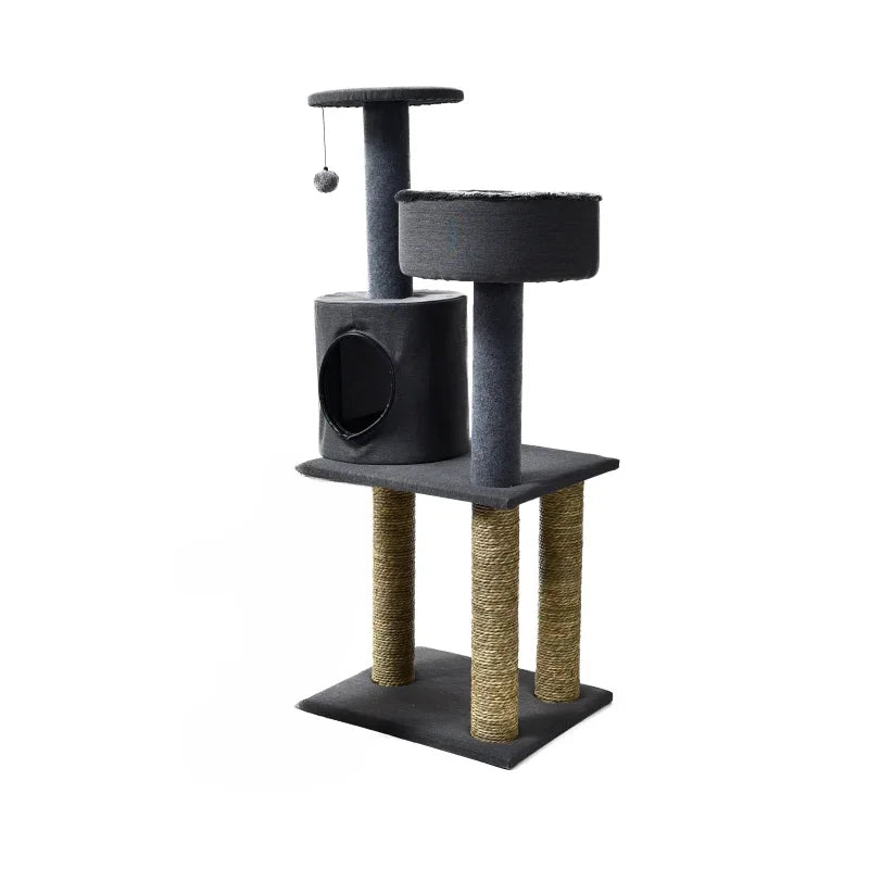 -Deluxe Multiple Materials Carpet Seagrass Sisal Pet Kitty Scratcher Post Cat Tree Condo House