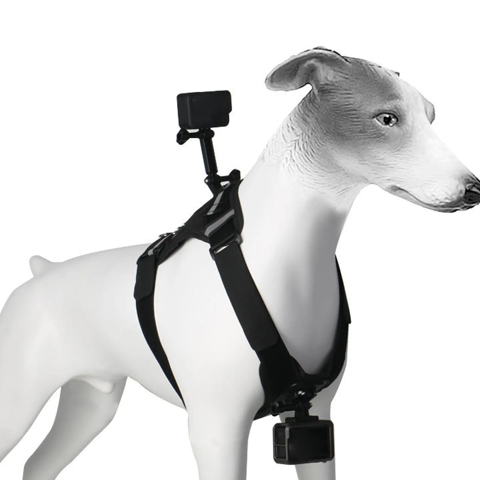 Action Camera Dog Harness Mount Comfortable Nylon Plastic Dog Harness Camera Mount Vest Chest and Back Fixation for Recording