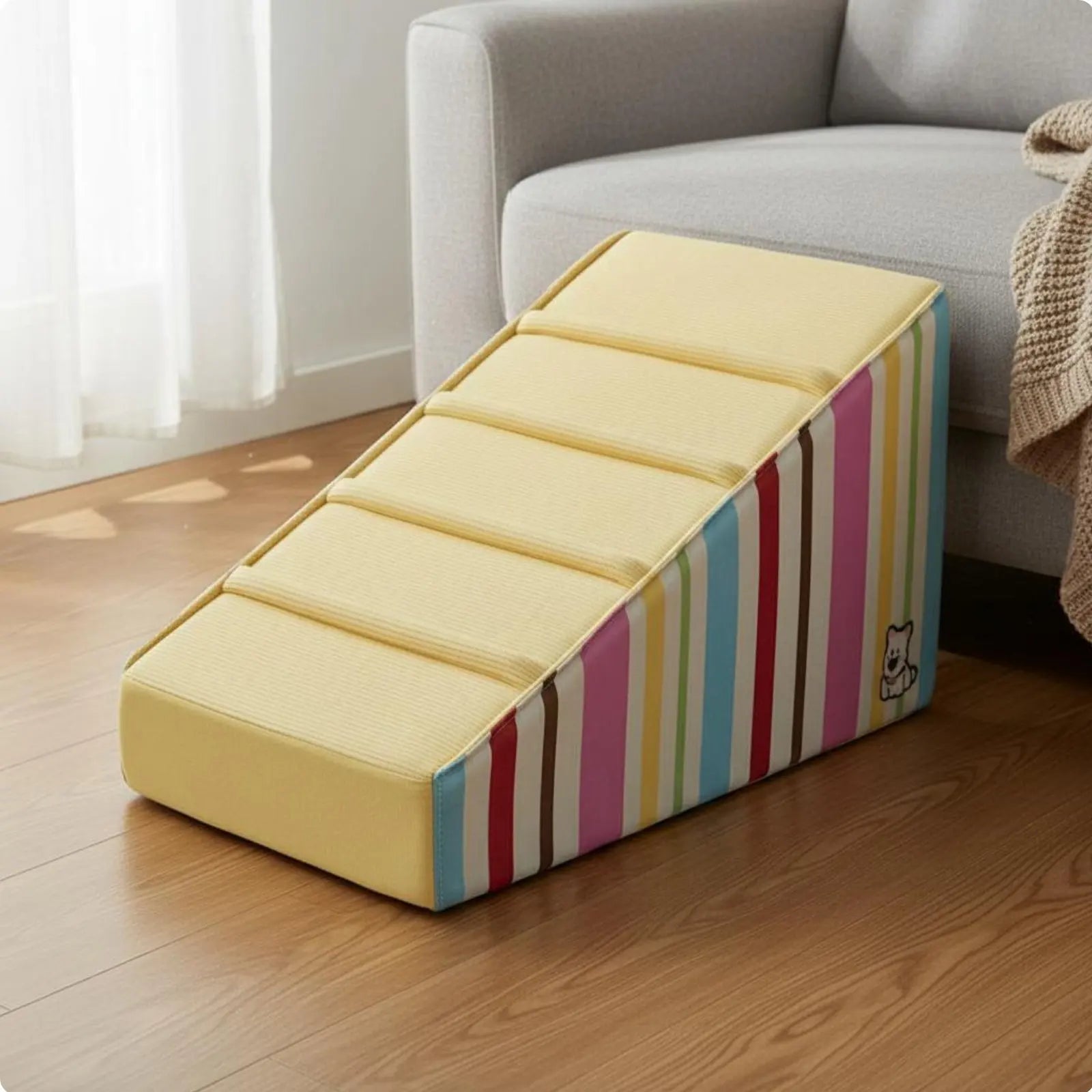 Dog Stairs Non-Slip Bottom High Bed Dog Stairs Pet Ramp Gentle Incline Cat Climbing Ramp Paw-Protective for Felines, Couch